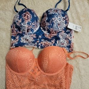 2 Cato bras. 1 coral/peach nwot and 1 Teal floral nwt. 34 b push up